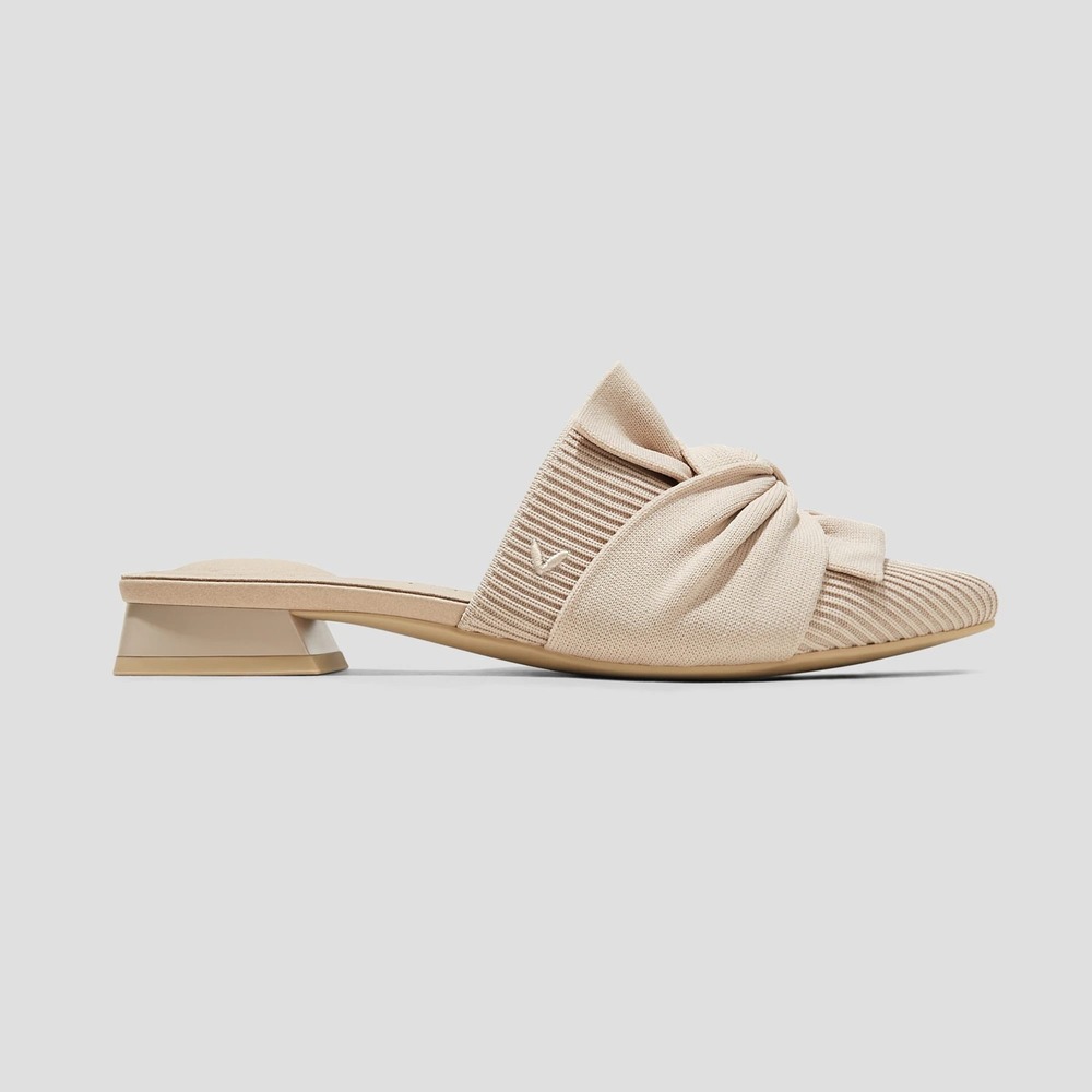 Vivaia Yaffa Pro Almond Knotted Bow Pointed Toe Mules Knit Block Heel US 8 EU 39 - Picture 13 of 14
